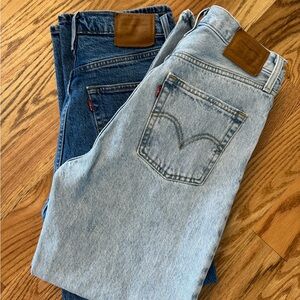 Levi's Women's Straight Leg Jeans - Dark Blue and Light Blue